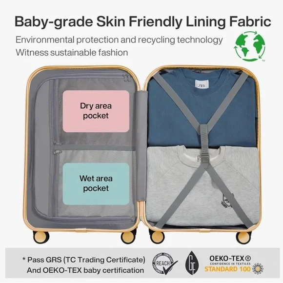 MIXI Carryon Luggage with Spinner Wheels, Hardside Rolling Suitcase 20inch NWT - Picture 9 of 10